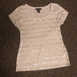 White House Black Market Sequin Striped Top / Shirt (Small)